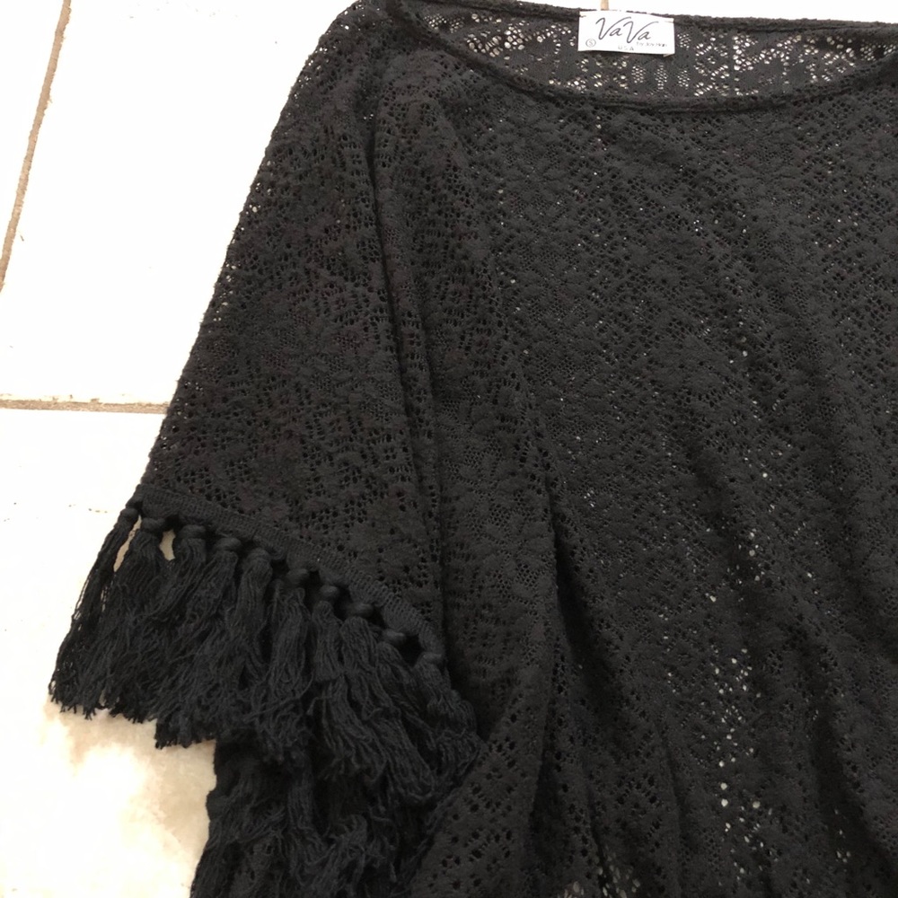 VaVa by Joy Han Crochet Fringe Boho Poncho - Picture 8 of 11